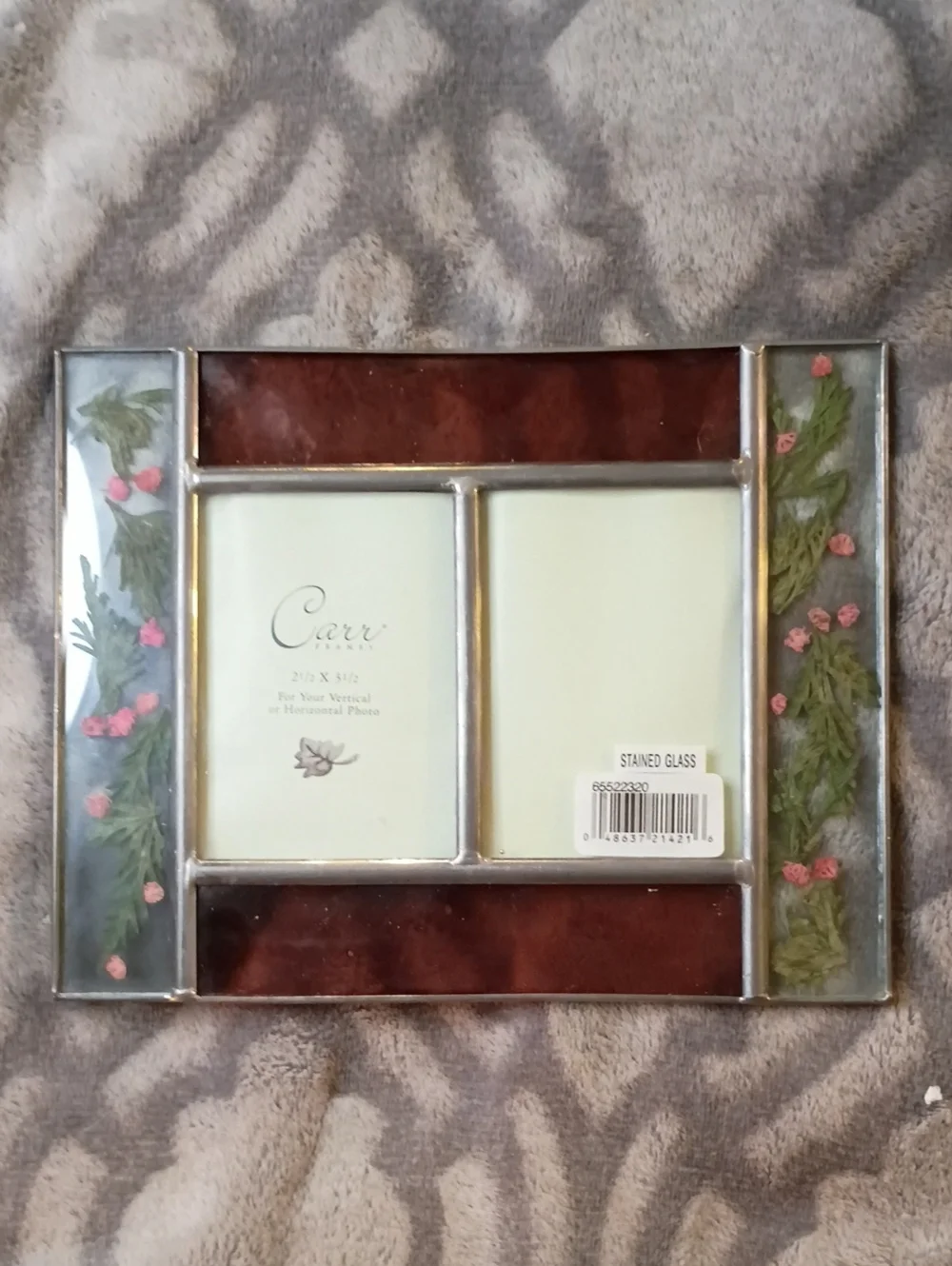 Cerr Stained Glass Floral Picture Frame in Brown and Green